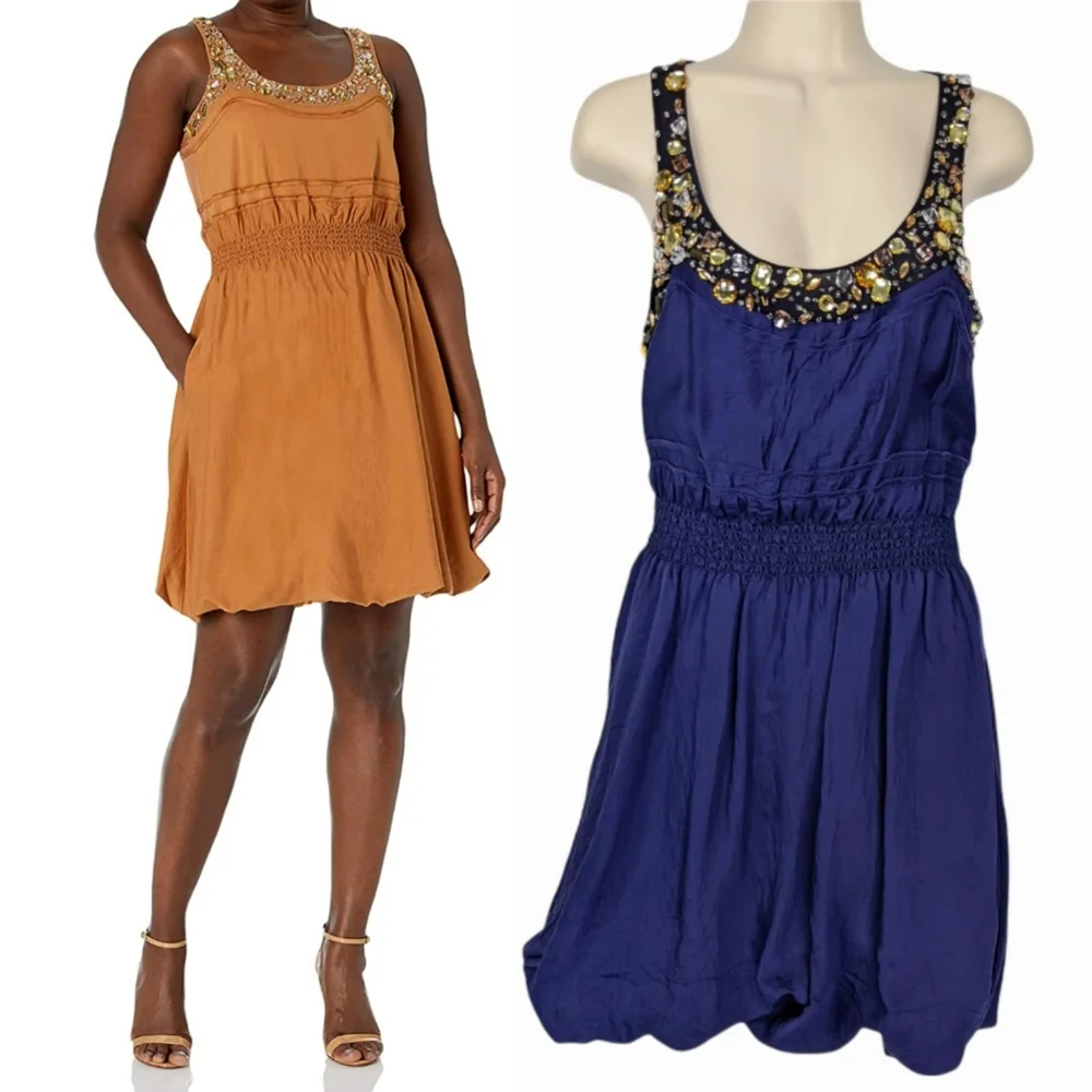 ANDREW MARC NY Jeweled Neck Bubble Dress Sz 6 - Picture 1 of 15